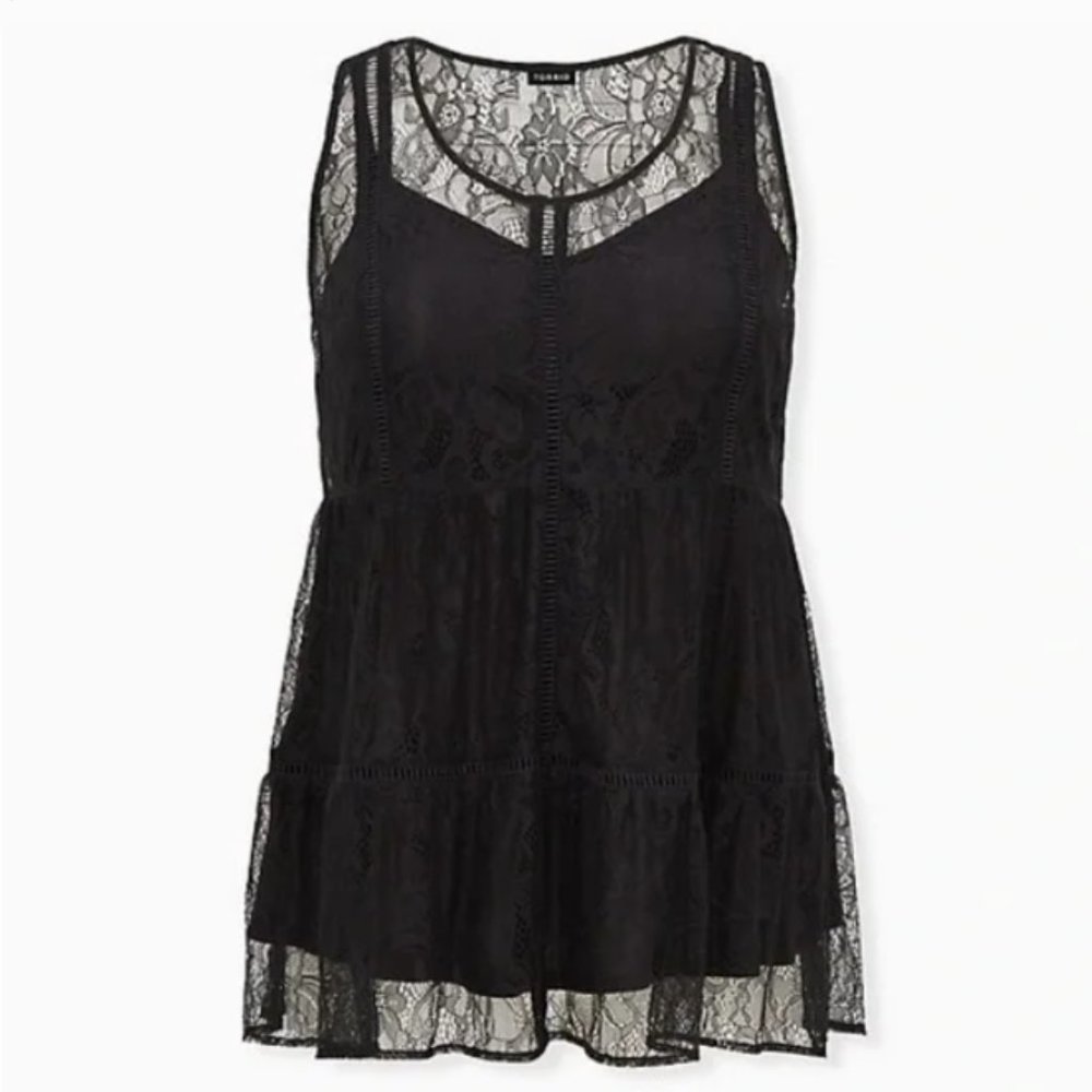Torrid Black Lace Tunic with Cami